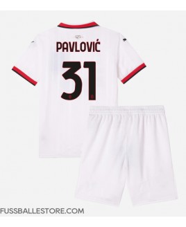 Günstige AC Milan Strahinja Pavlovic #31 Auswärts Trikotsatzt Kinder 2024-25 Kurzarm (+ Kurze Hosen)